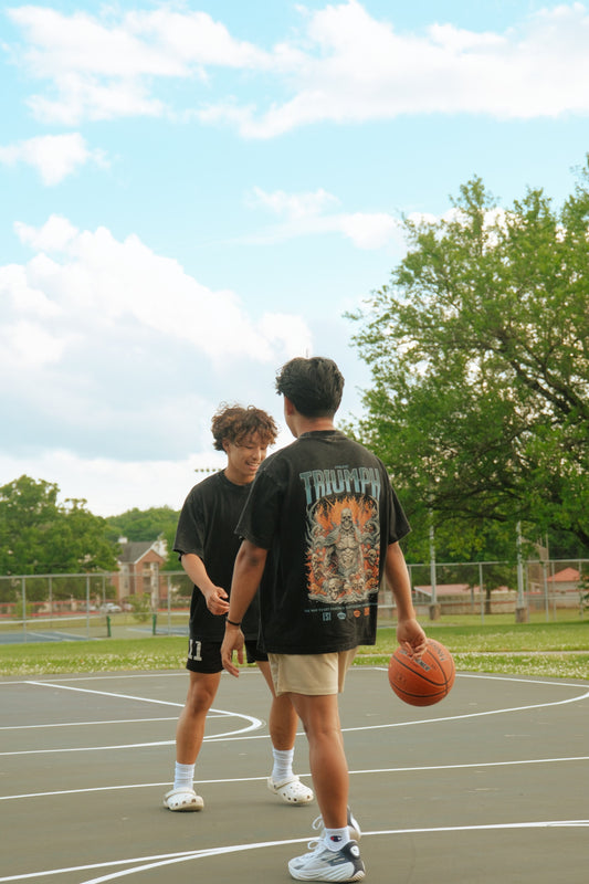 Flames Oversized Acid Washed Tee