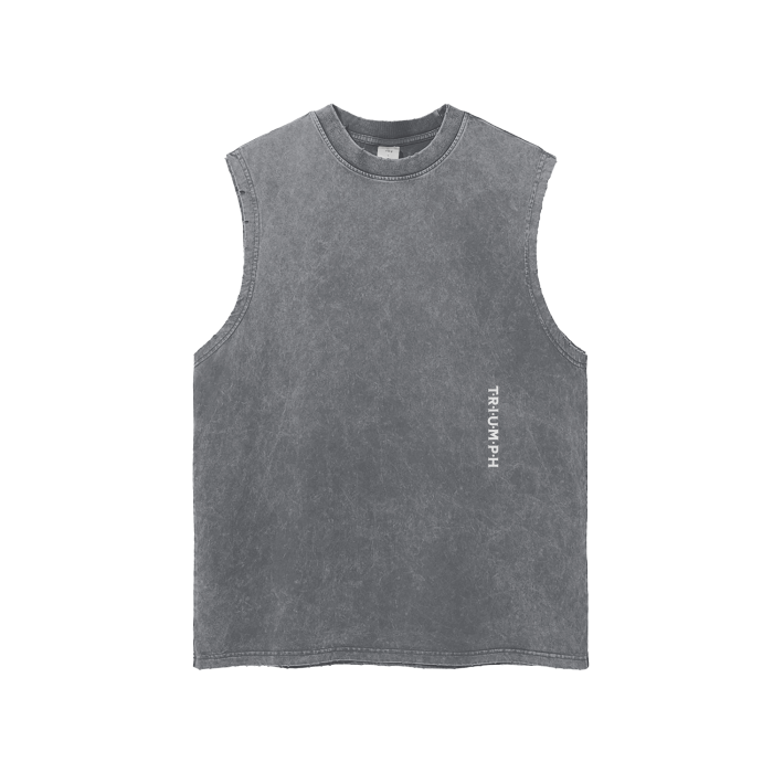 Acid Washed Frayed Tank Top