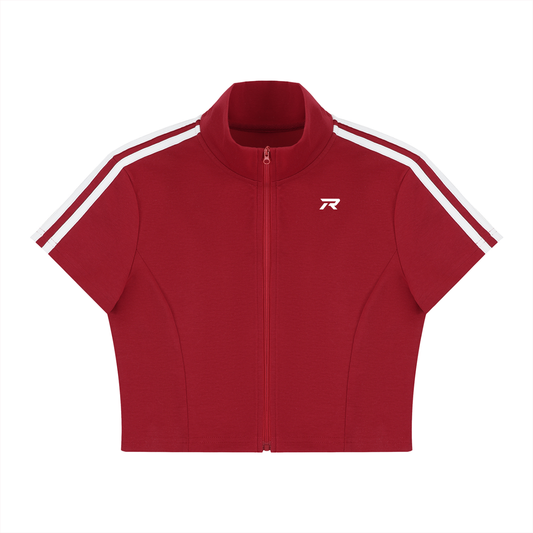 Cropped Full Zip Short Sleeve Tee