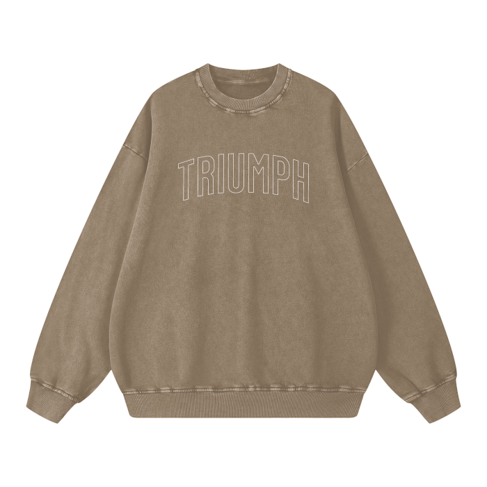 Crested Acid Washed Oversized Sweatshirt