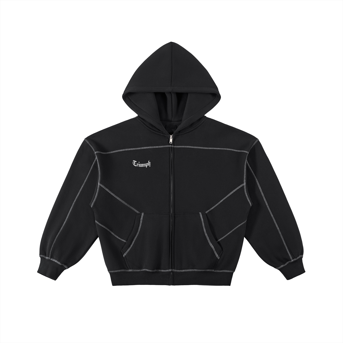 Contrast Stitched Nova Boxy Zip-Hoodie