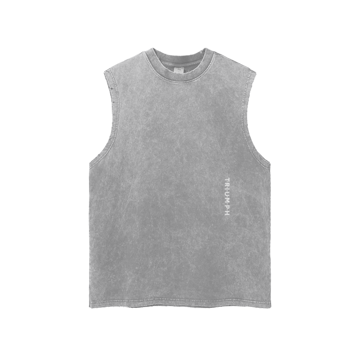 Acid Washed Frayed Tank Top
