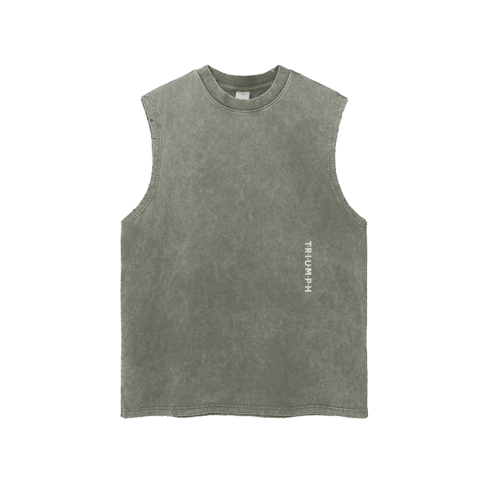 Acid Washed Frayed Tank Top