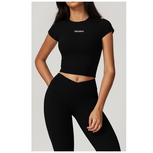Short Sleeve Sports T-shirt Tight Fit- Phantom Black