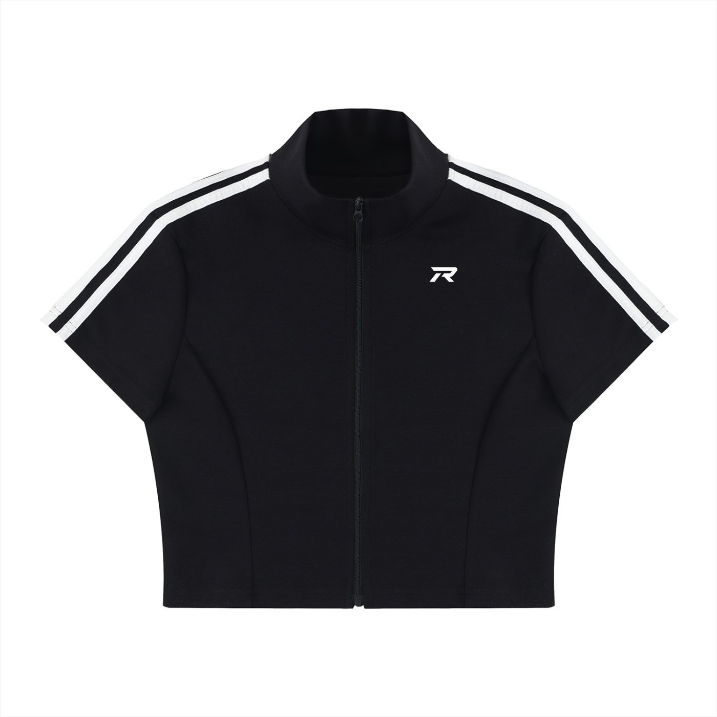 Cropped Full Zip Short Sleeve Tee