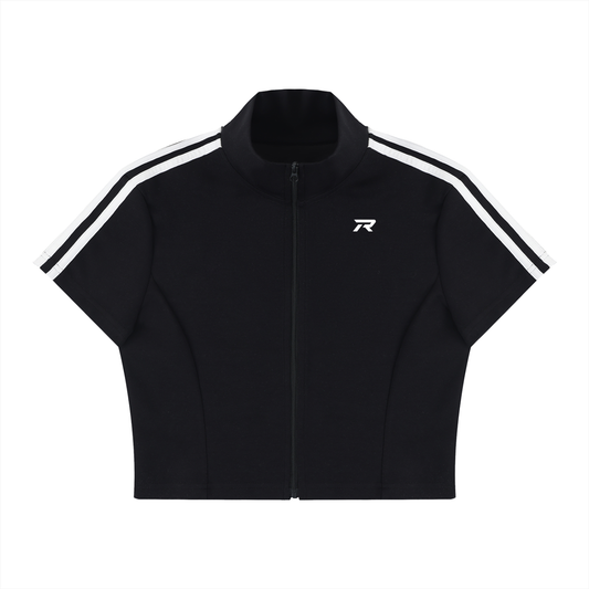 Cropped Full Zip Short Sleeve Tee