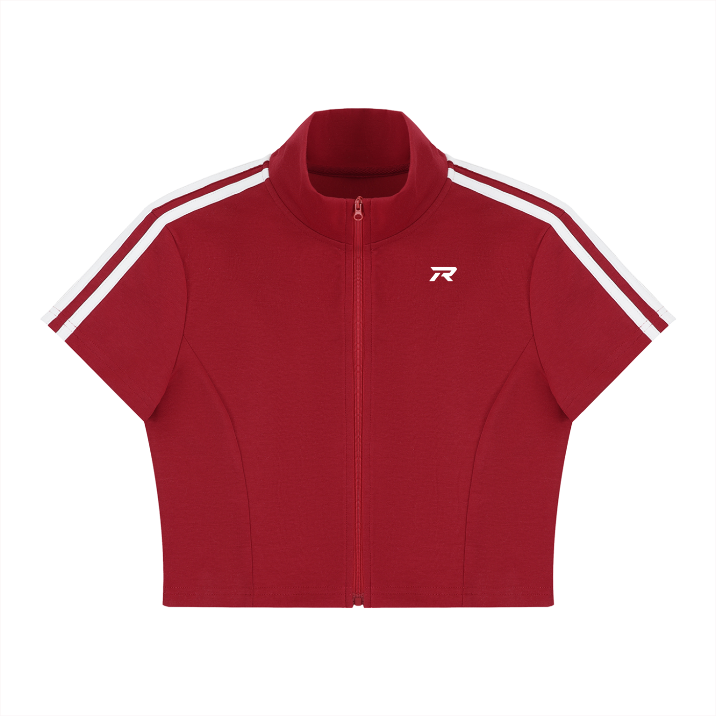 Cropped Full Zip Short Sleeve Tee