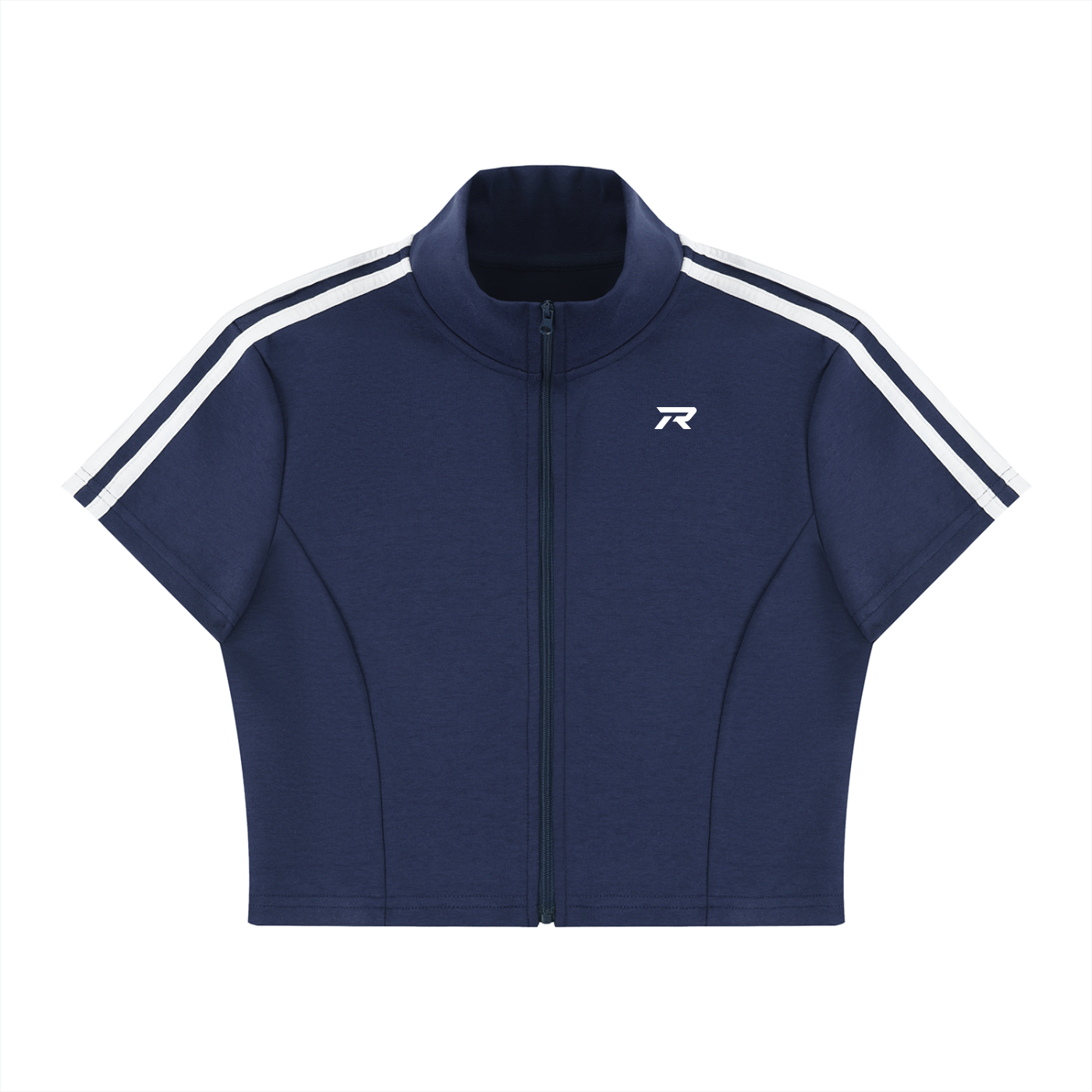 Cropped Full Zip Short Sleeve Tee