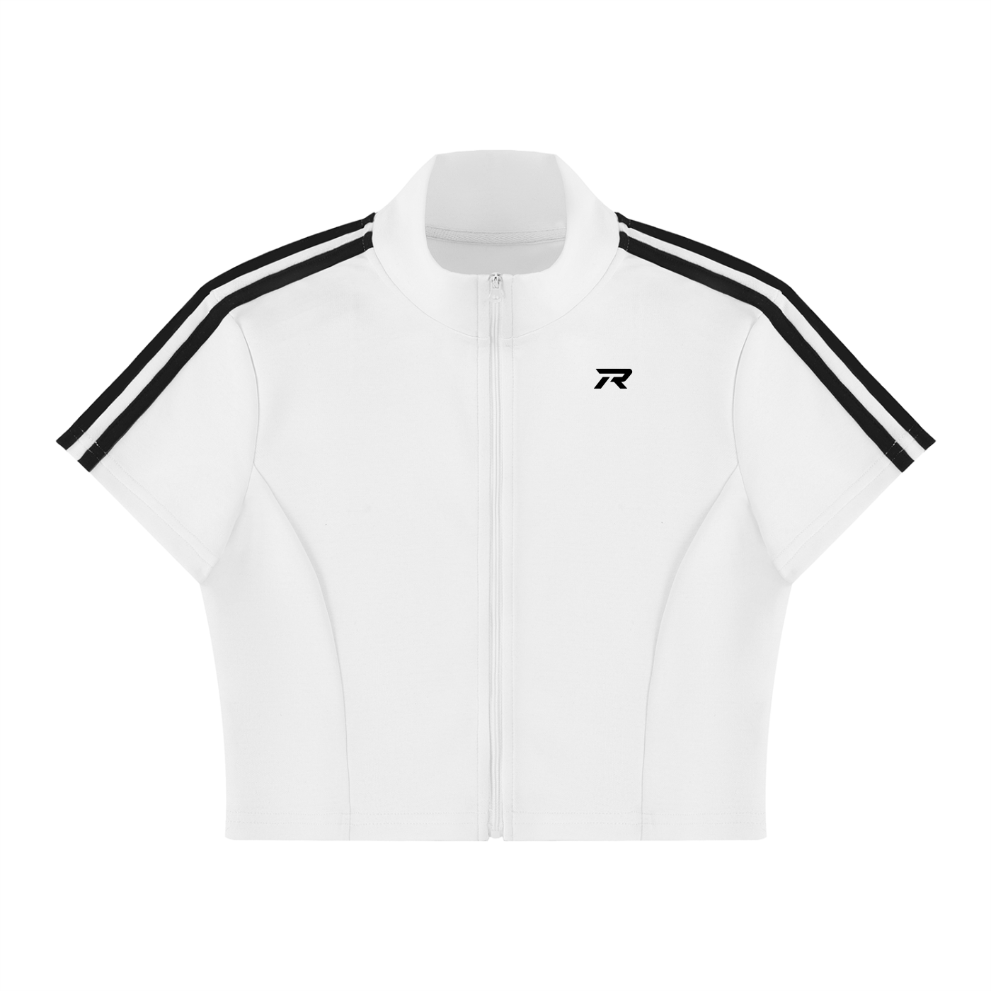 Cropped Full Zip Short Sleeve Tee