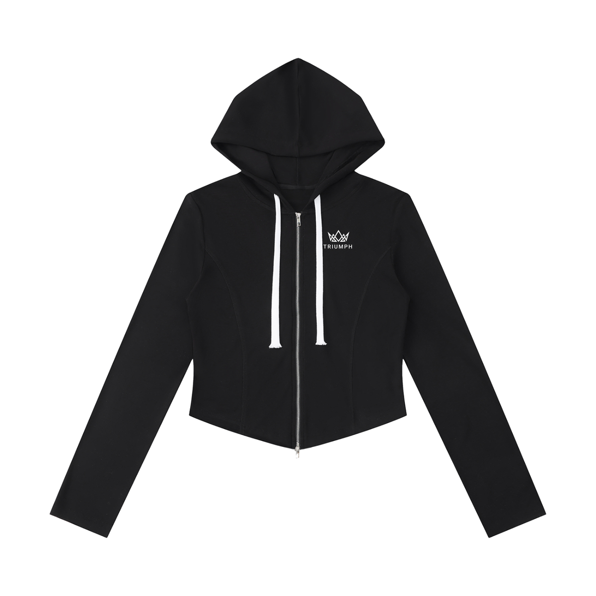 Womens Slim Cropped Full Zip Hoodie