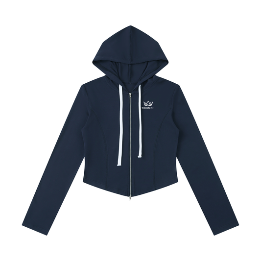 Womens Slim Cropped Full Zip Hoodie